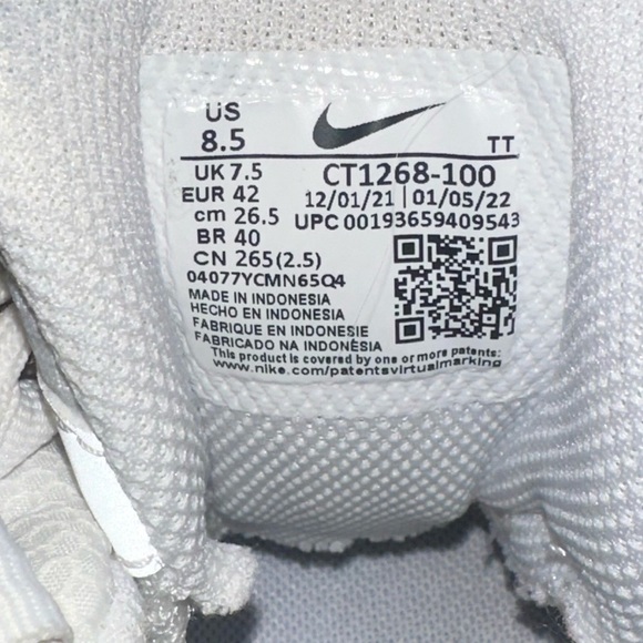 Nike Air Max 95 Triple White size 8.5 - Picture 2 of 4